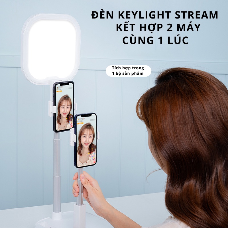 Đèn Keylight Standbox V8, Đèn Livestream Để Bàn, Có Tay Đỡ Nằm Ngang Gập Gọn Đa Năng Xoay 360, Điều Khiển Chụp Ảnh Từ Xa