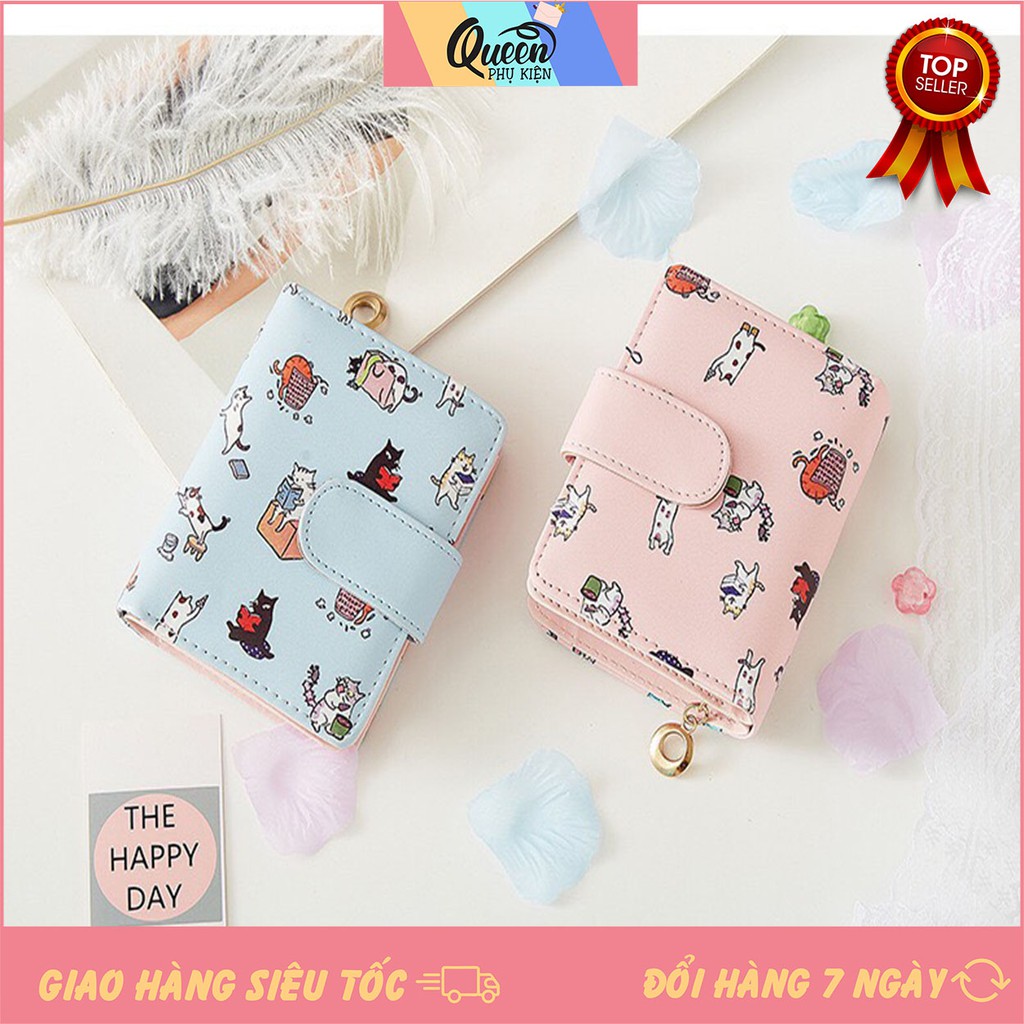 Ví Ngắn Nữ Mini ULZZANG Cầm Tay Những Chú Mèo Dễ Thương