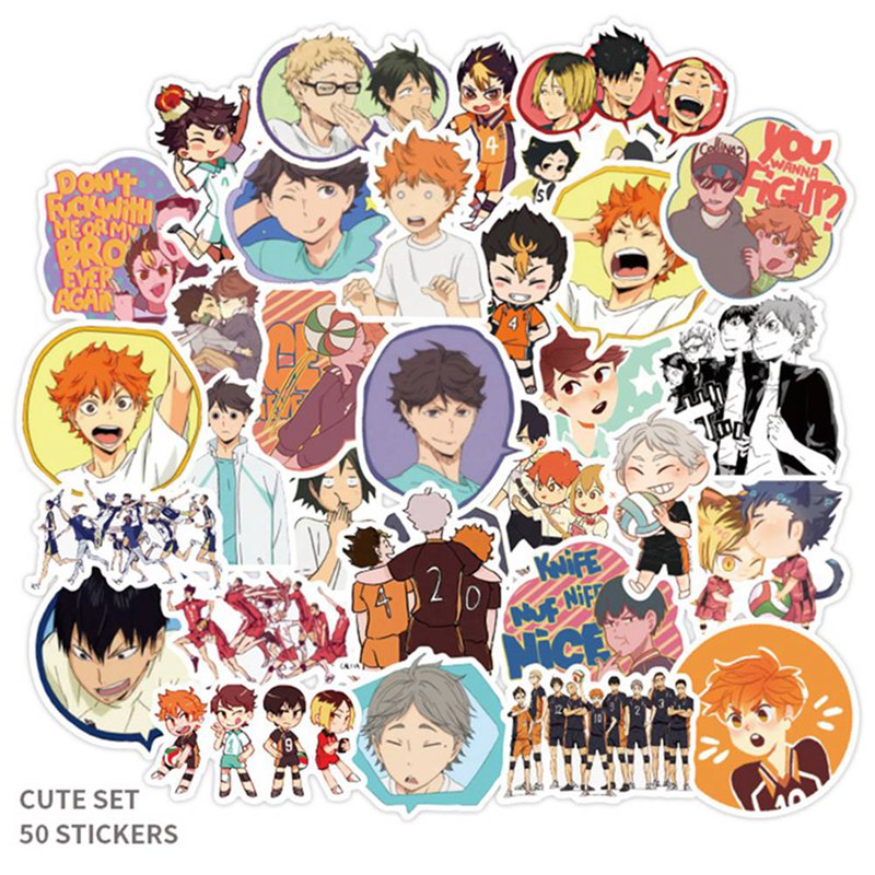 flowersqueen Hình dán trang trí chống thấm nước hình Haikyuu