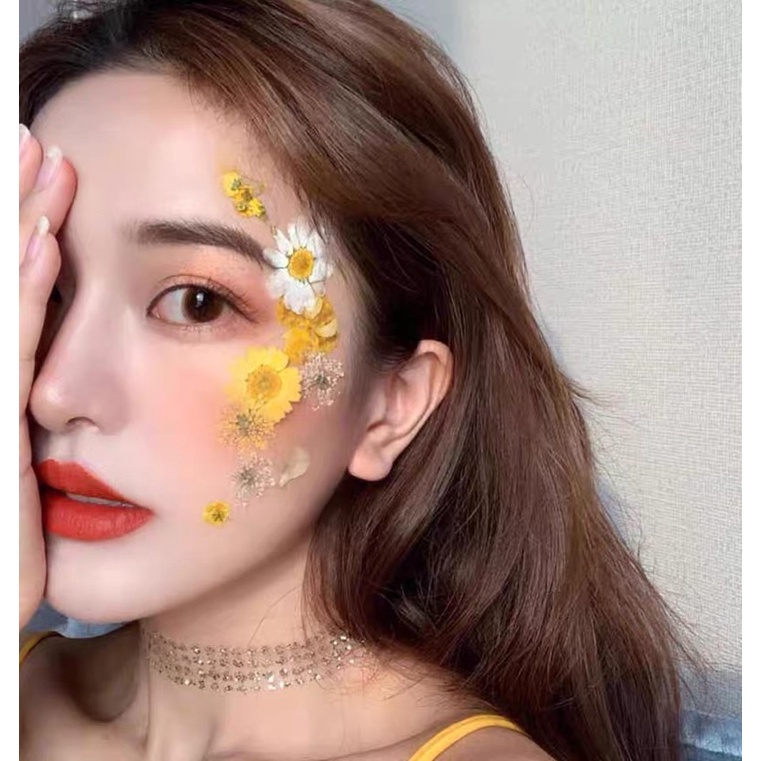 Hoa Ép Khô đính mặt makeup nhiều tone