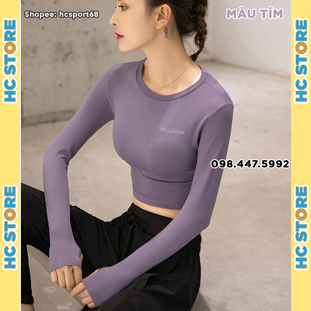 Áo Croptop Misshine Dài Tay AD03 Tập Gym, Yoga Nữ, phong cách hàn quốc chất liệu co giãn