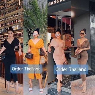 (Order) Đầm thun body rút xẻ tà thái lan
