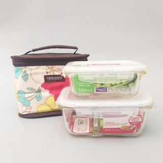 Bộ hộp cơm trưa Lock&lock gồm hộp 700ml chia ngăn + 400ml + túi giữ nhiệt