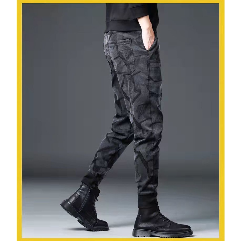 Quần Jean Thể Thao Ống Rộng Họa Tiết Rằn Ri Cá Tính Theo Phong Cách Hàn Quốc Dành Cho Nam | BigBuy360 - bigbuy360.vn