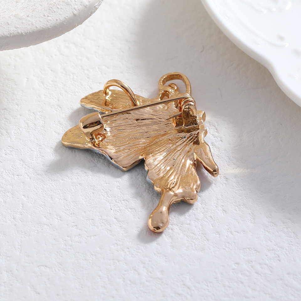 Ghim Cài Áo Hình Bướm Tráng Men Đính Đá Sang Trọng Cho Nữ