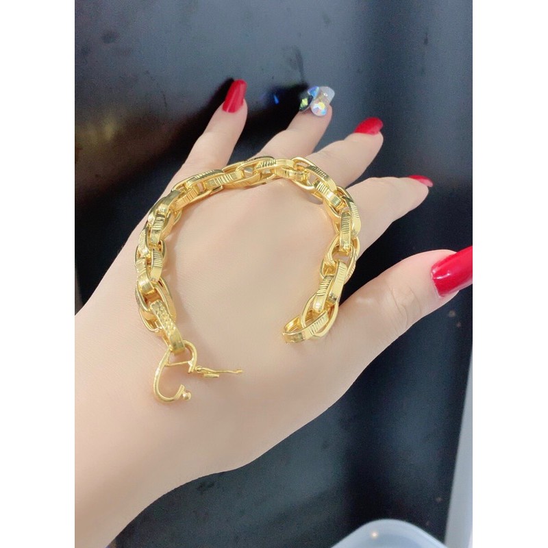 Lắc tay nam lẫn nữ kiểu xích màu vàng 18 cao cấp mẫu về