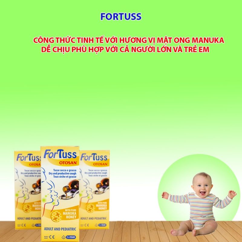 Siro ho FORTUSS OTOSAN_Nhập khẩu chính hãng Italy_Giảm ho tiêu đờm dịu họng