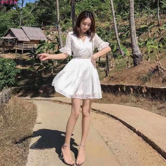 ĐẦM XÔ TRẰNG BOHO VIỀN REN
