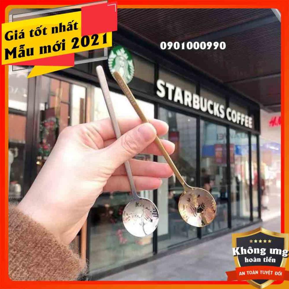 ⚡RẺ VÔ ĐỊCH⚡Set 4 thìa Starbuck - Inox 304 - In 4 màu dập chữ, in nổi logo - Hộp đựng Siêu sang - Siêu chảnh