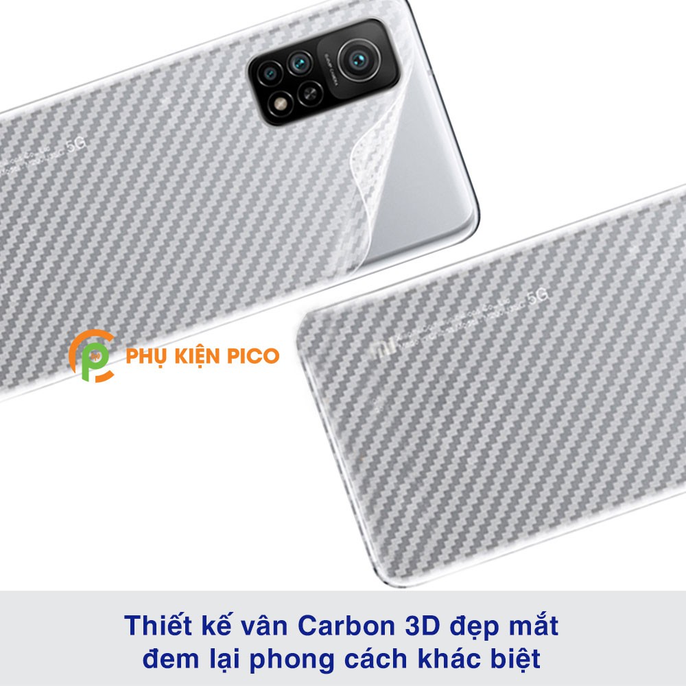 Dán lưng Mi 10T trong suốt nổi vân Carbon 3D tản nhiệt tốt - Dán lưng vân Carbon Xiaomi Mi 10T