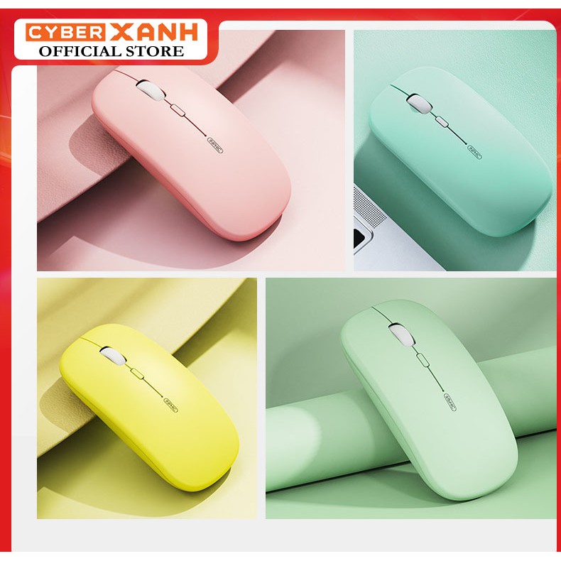 Chuột không dây màu Hồng dễ thương Cute giá rẻ tự sạc chống ồn kết nối Bluetooth Wifi cho máy tính, macbook, laptop