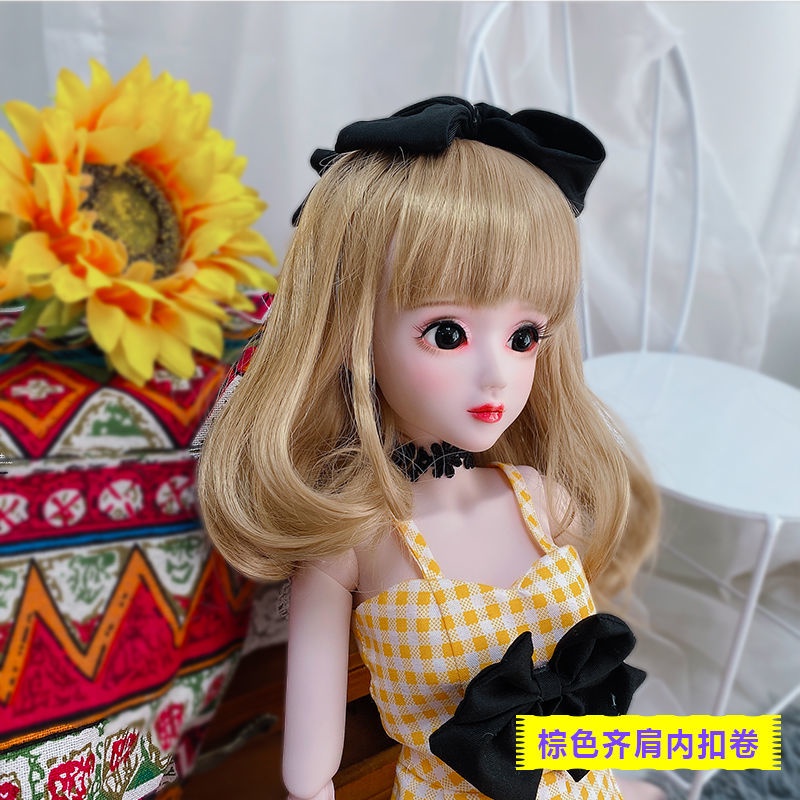 Bộ Tóc Giả Thẳng Dài Xinh Xắn Cho Búp Bê Barbie 60Cm