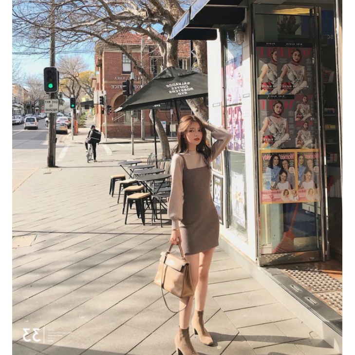 Đầm Dệt Kim Tay Dài Thiết Kế Mới Thời Trang Mùa Thu Dành Cho Nữ