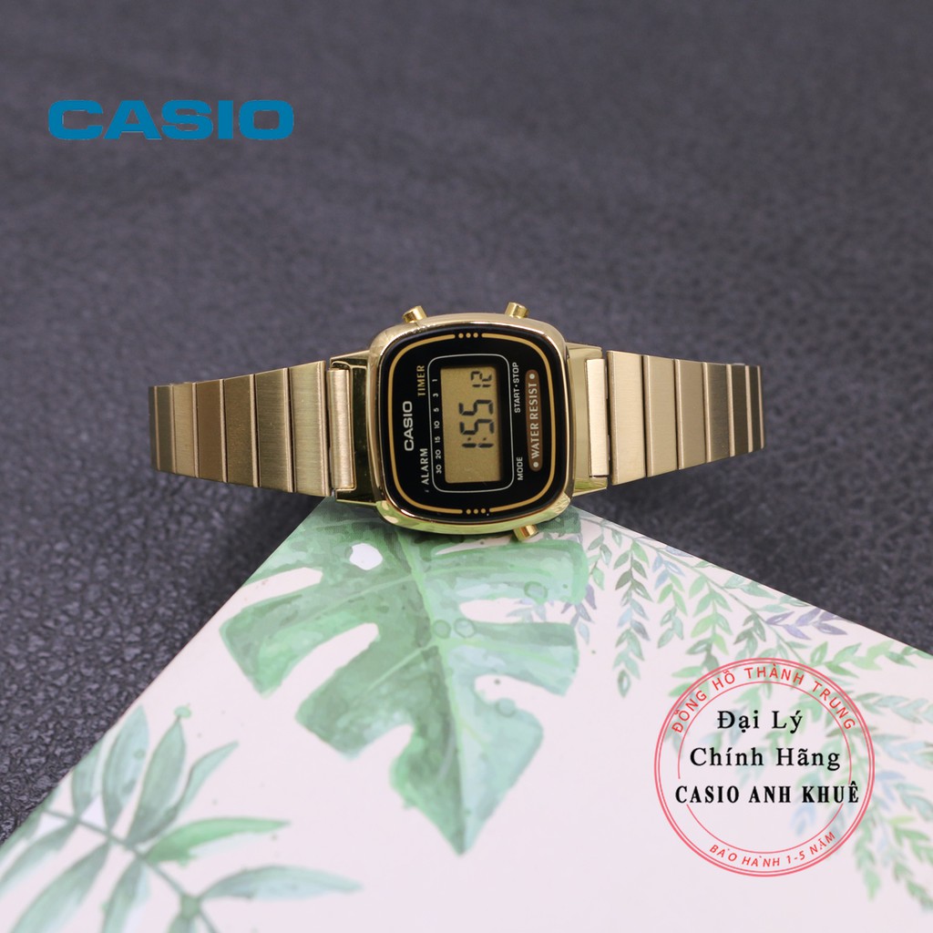 Đồng hồ điện tử nữ Casio LA670WGA-1DF dây kim loại