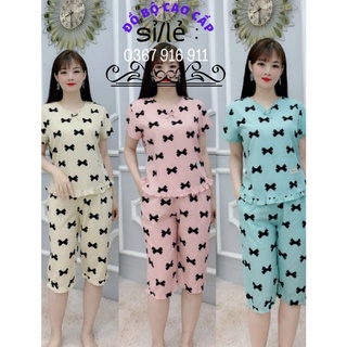 Bộ lửng mặc nhà bèo nơ đồ ngủ chất lụa hàn mềm min mát