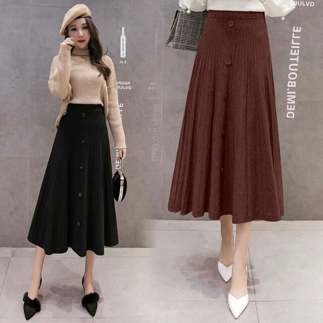 Chân váy len nữ cao cấp thiết kế dáng dài thanh lịch, màu sắc nhã nhặn QCNP290 | BigBuy360 - bigbuy360.vn