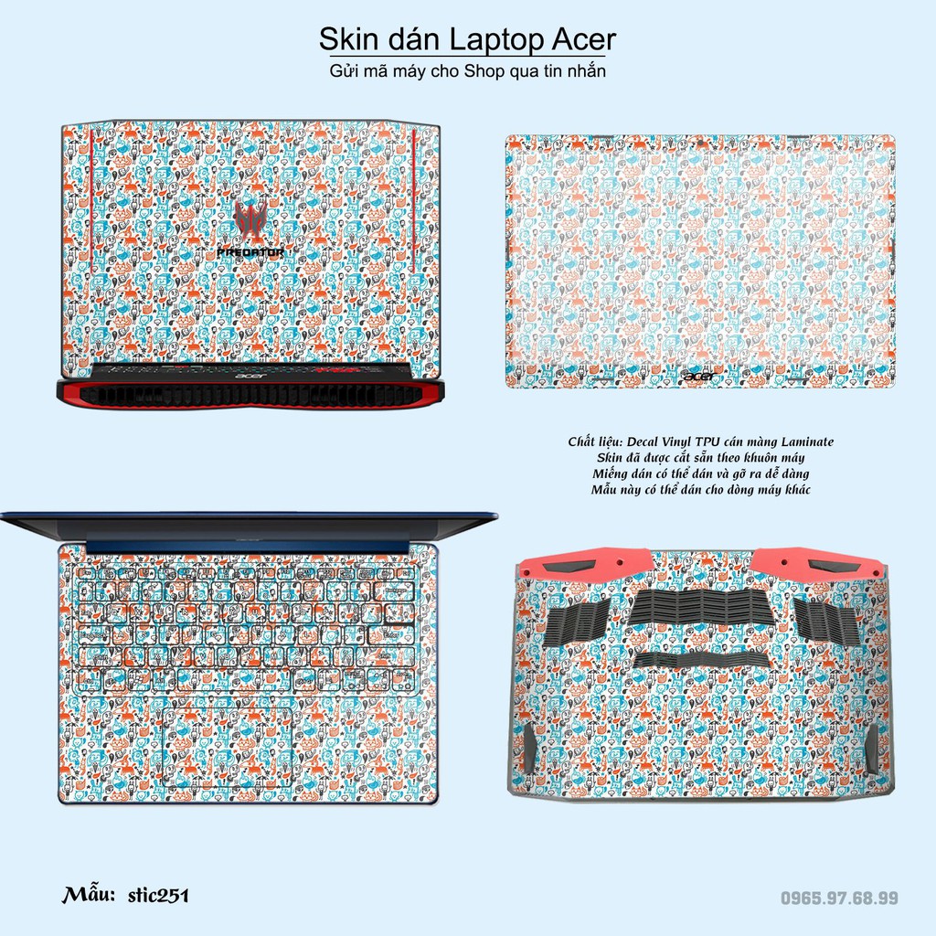 Skin dán Laptop Acer in hình hoạt hình animal - stic251 (inbox mã máy cho Shop)