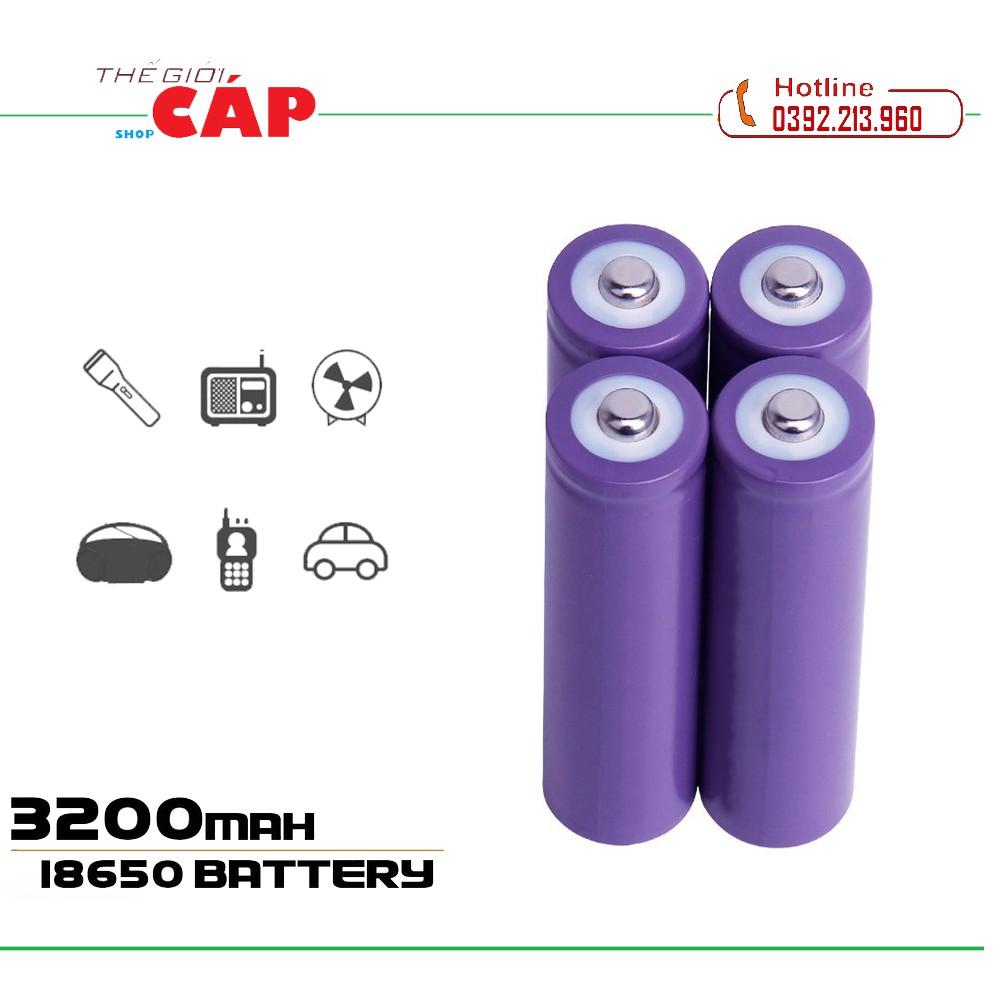 Bộ 04 Pin Sạc Đa Năng 18650 Dung Lượng 3200mAh 3.7V Cao Cấp