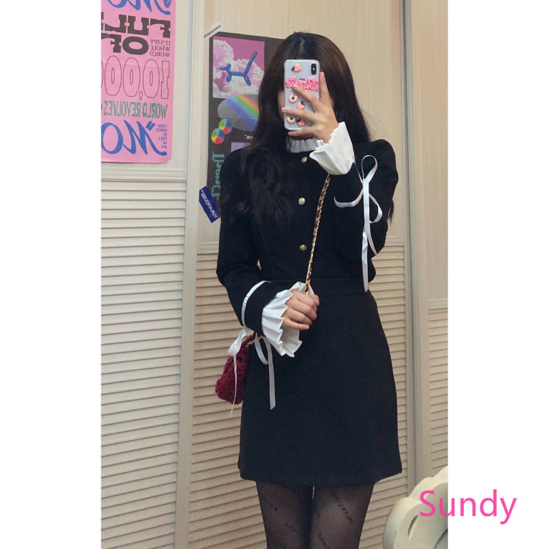 Đầm Tay Dài Thời Trang Thu Đông Phong Cách Hàn Quốc Cho Bé Gái