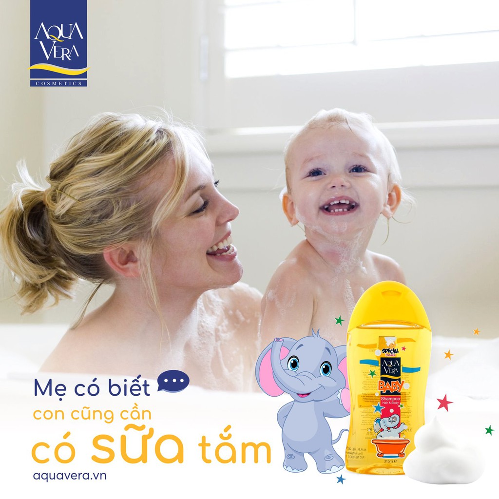 Gel tắm gội toàn thân AquaVera dành cho trẻ em chai 315ml
