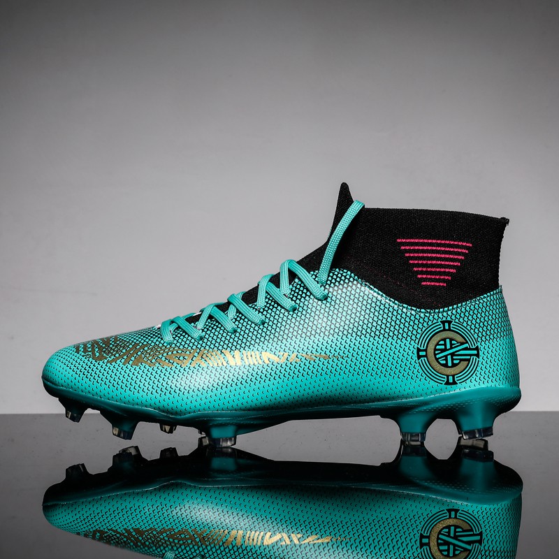 Giày Đá Bóng Cao Cổ Cao Cấp Màu Đen Sân Cỏ Nhân Tạo Mẫu 36-45 FG SOCCER SHOES HIGH TOP FOOTBALL SHOES