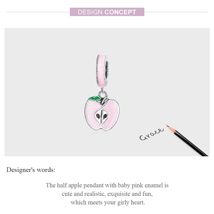 Hạt trang sức BAMOER SCC2226 bằng bạc 925 hình quả táo