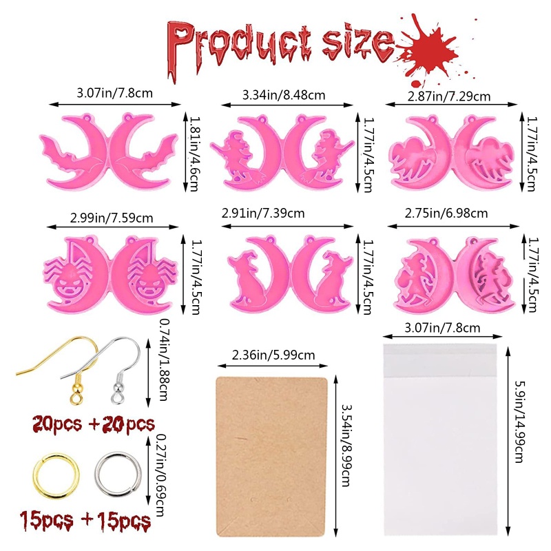 Khuôn Silicone Làm Bông Tai / Khuyên Tai / Móc Túi Nhựa Hình Đầu Lâu Nhện / Mặt Trăng / Đầu Lâu Độc Đáo