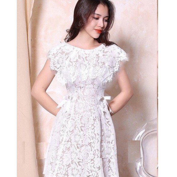 Đầm ren tiểu thư eo nơ 2219 *kèm ảnh thật