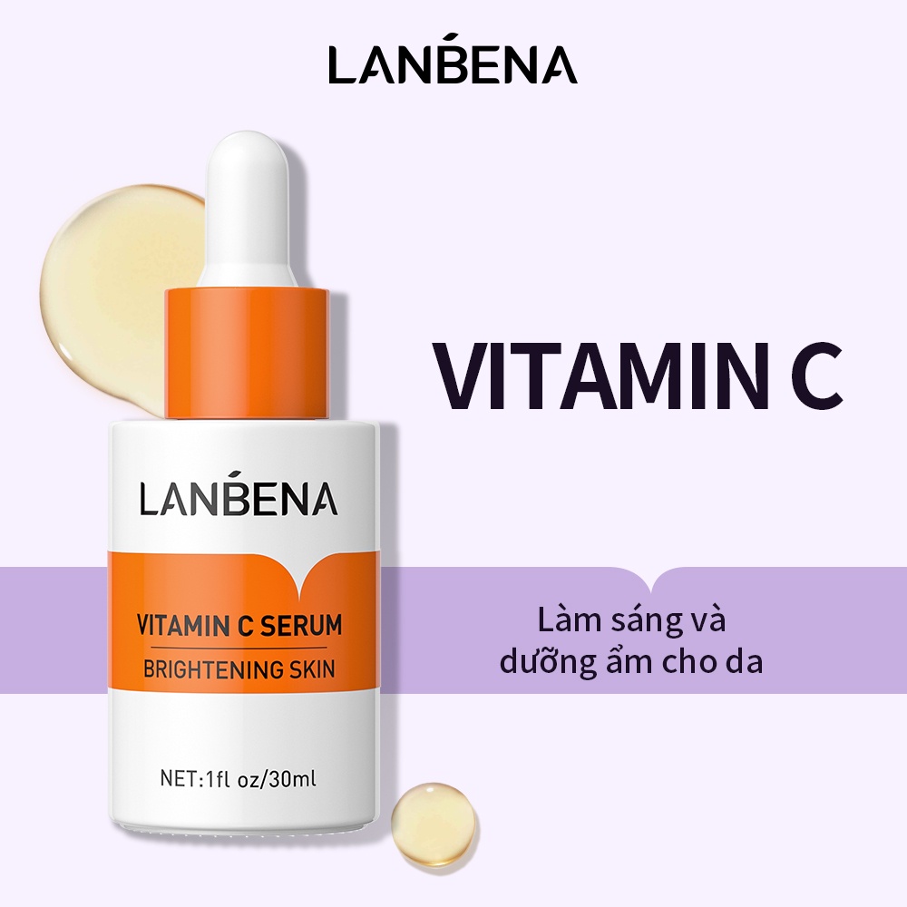 LANBENA Vitamin C Serum Dưỡng Ẩm Làm Trắng Da Loại Bỏ Vết Đốm Sáng Da Chăm Sóc Da Mặt 30ml