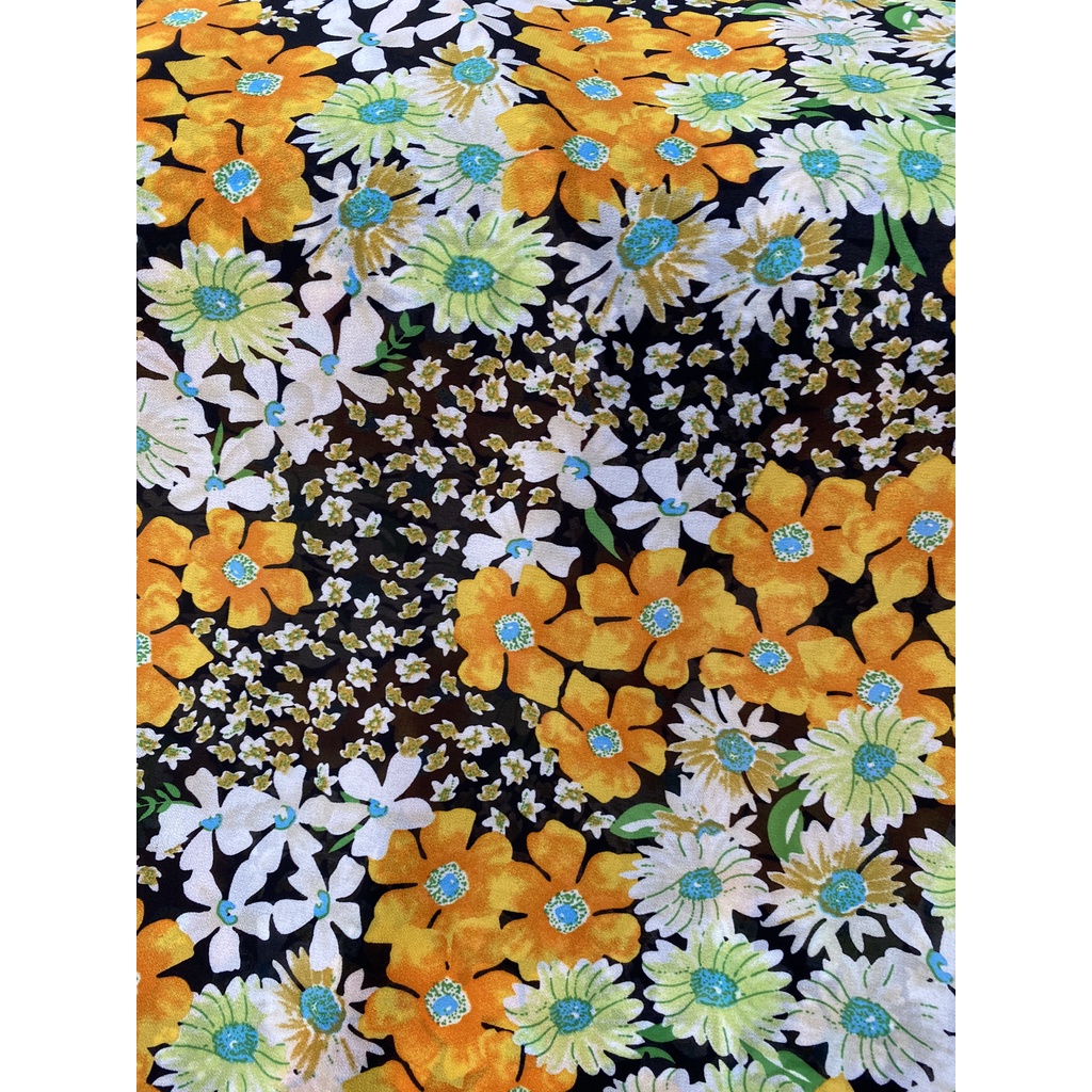 Vải voan Chiffon hoa cúc đều may áo kiểu đầm áo dài