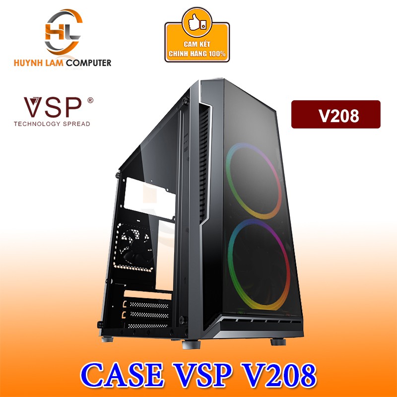 Thùng máy tính Case VSP V208 Gaming mặt hông mica