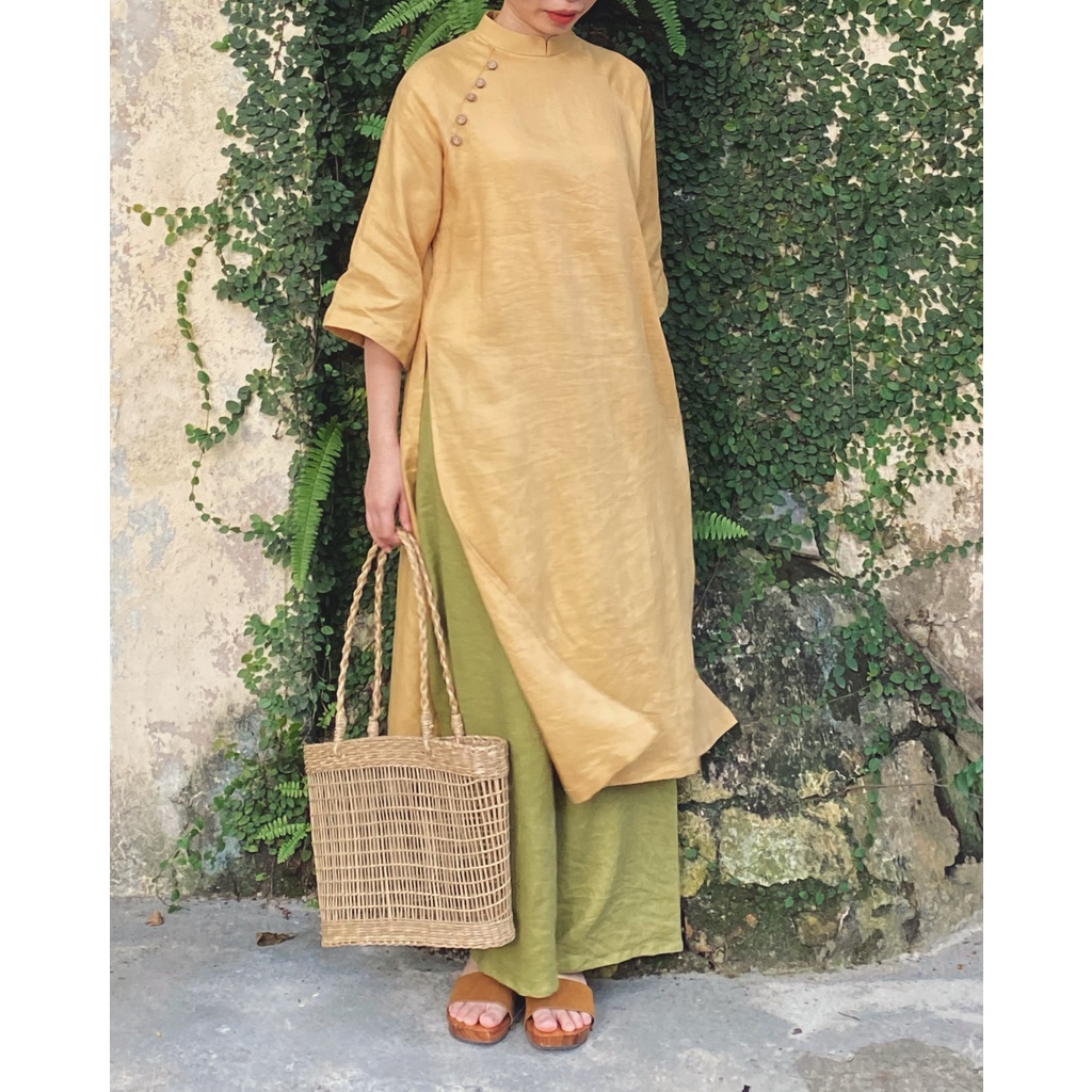 Áo Dài Linen Tưng Cổ Cách Tân