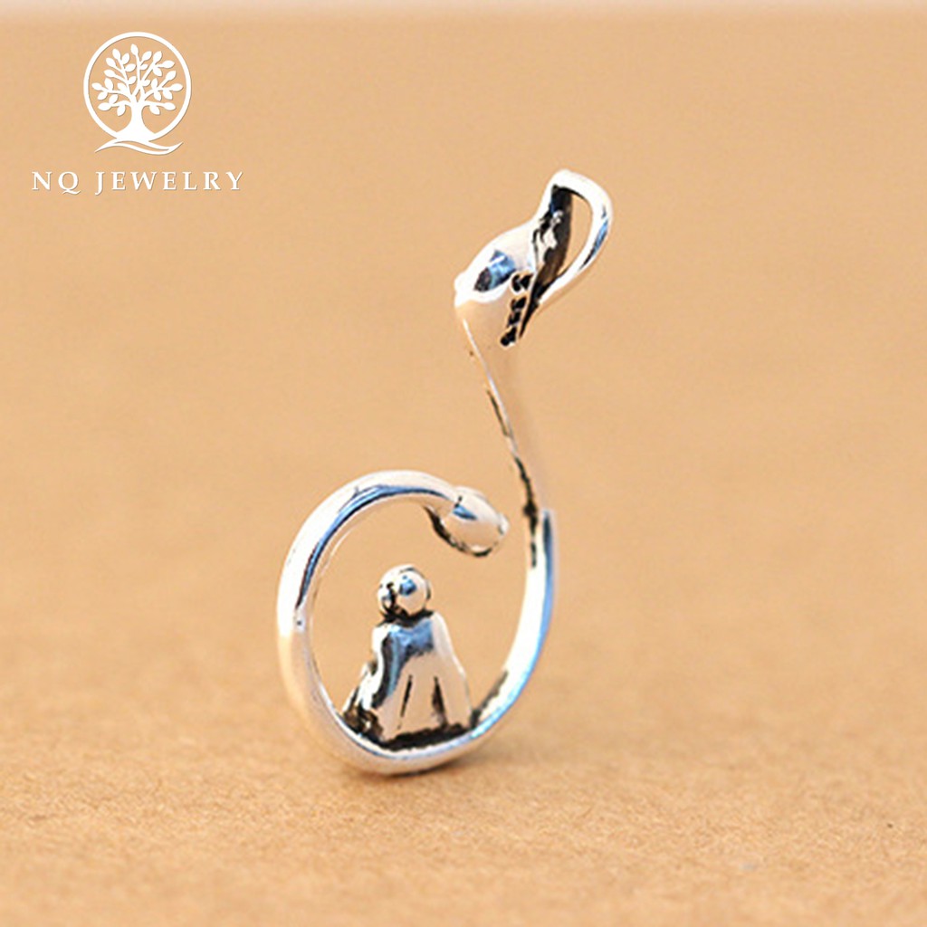 Charm bạc mặt dây chuyền hình phật ngồi cuốn sen treo - NQ Jewelry