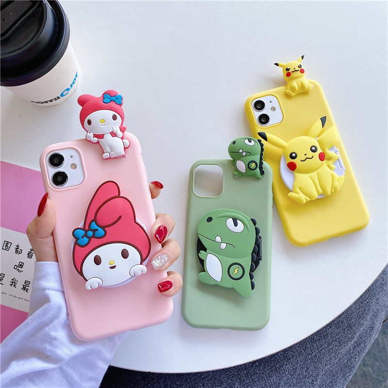 Samsung Galaxy J2 Prime J5 Prime J7 Prime J4+ J6 J6+ J7 Plus J8 Cartoon Melody Pikachu Pokemon Teddy Mirror Soft Case