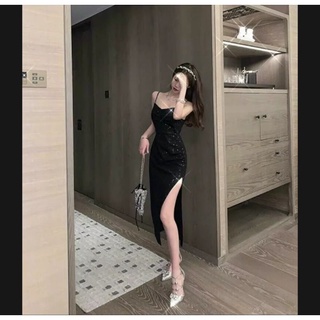 Đầm body 2 dây đen lấp lánh