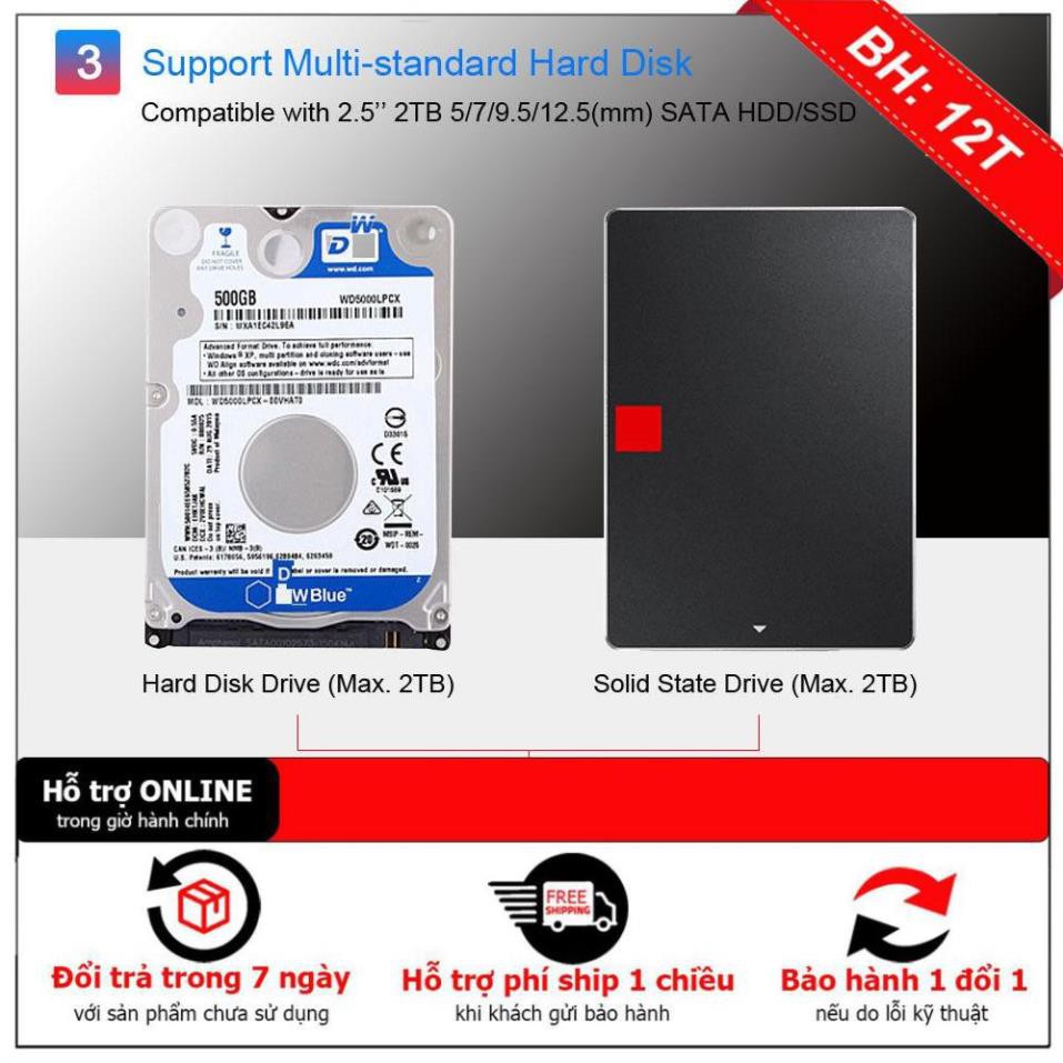 Khay Caddy Bay Đựng HDD, SSD Mỏng Nhẹ 12,7mm - Phụ Kiện Tiện Lợi Cho Laptop