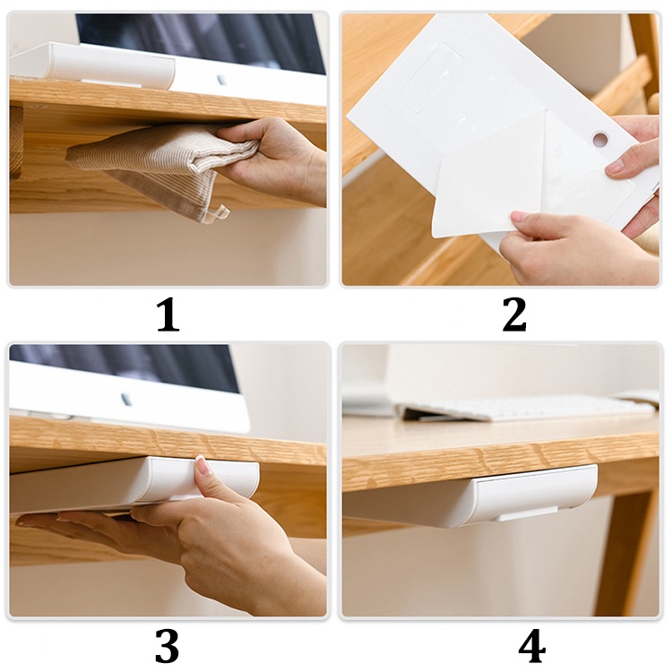 Ngăn Kéo Dưới Bàn / Hộp Đựng Bút Chì Tự Dính Dưới Bàn Tiện Lợi Ốp