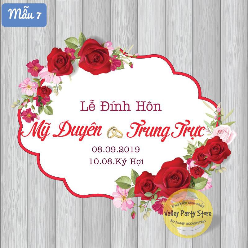 Bảng form, bảng tên đám cưới, lễ vu quy, Đính hôn treo backdrop, cổng hoa