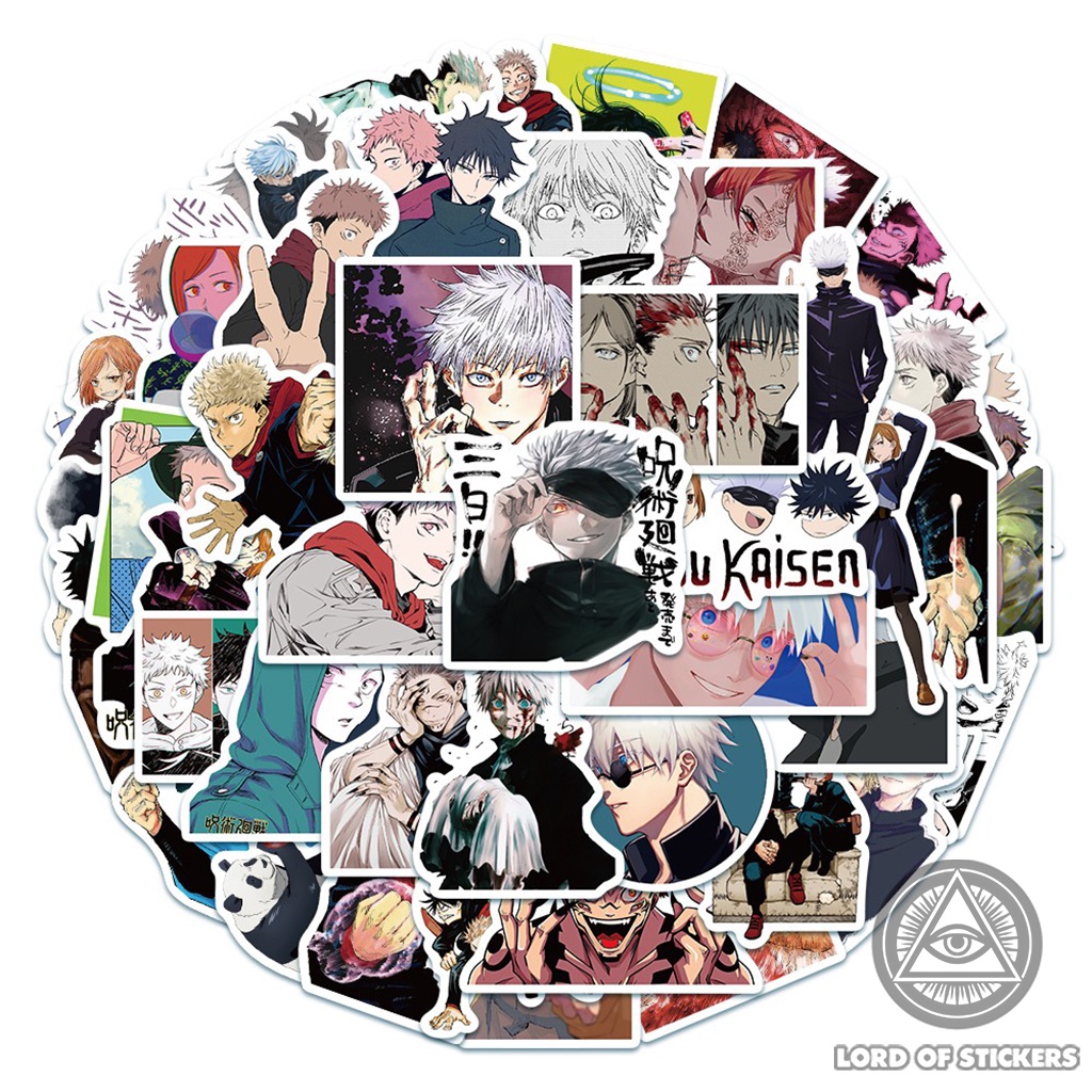 Set 50 Nhãn Dán Jujutsu Kaisen Anime Manga Sticker Truyện Tranh Chú Thuật Hồi Chiến Trang Trí Mũ Bảo Hiểm, Điện Thoại
