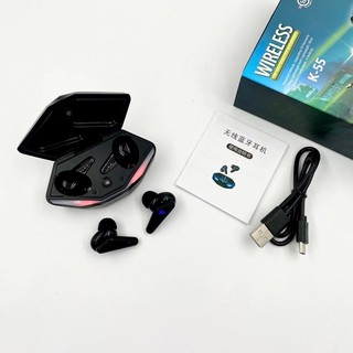 Tai nghe Bluetooth TWS K-55 /Tai nghe Bluetooth không dây chơi game có độ trễ thấp âm thanh nổi， giúp chơi game dễ dàng (pin 440 mA tích hợp)