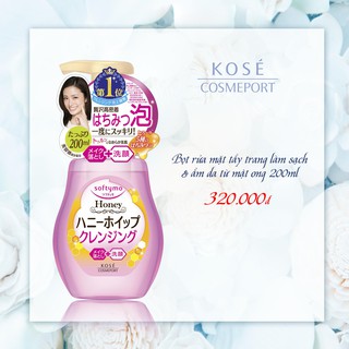 Tẩy trang và sữa rửa mặt tạo bọt 2 trong 1 KOSE cosmeport softymo cleansing foam honey whip - Kose Comsmeport 200ML