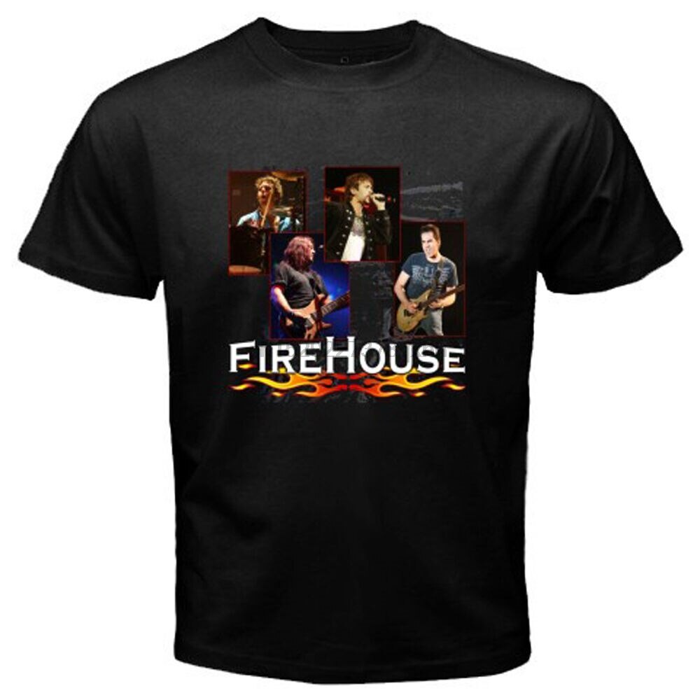 Áo thun mùa hè giản dị Firehouse Fire House Rock Music Legend Áo khoác ngoài Cotton nguyên chất