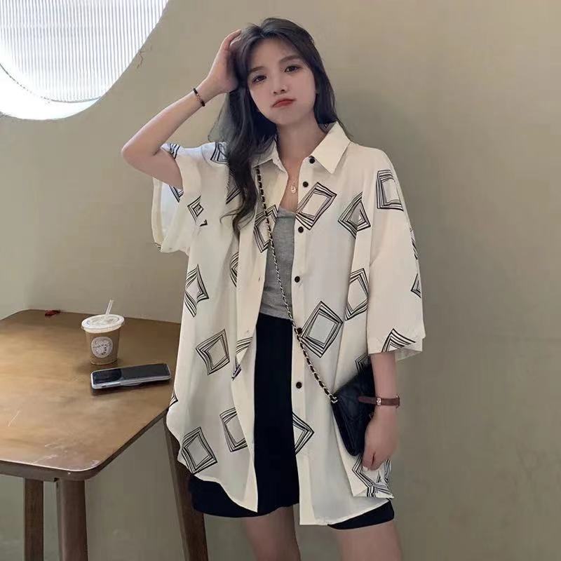 SUXI Áo Sơ Mi Tay Ngắn Dáng Rộng Thời Trang Mùa Hè Cho Nữ