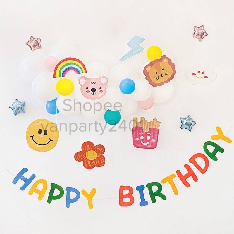 Dây chữ Happy Birthday  trang trí sinh nhật, party, thôi nôi cho bé và người lớn
