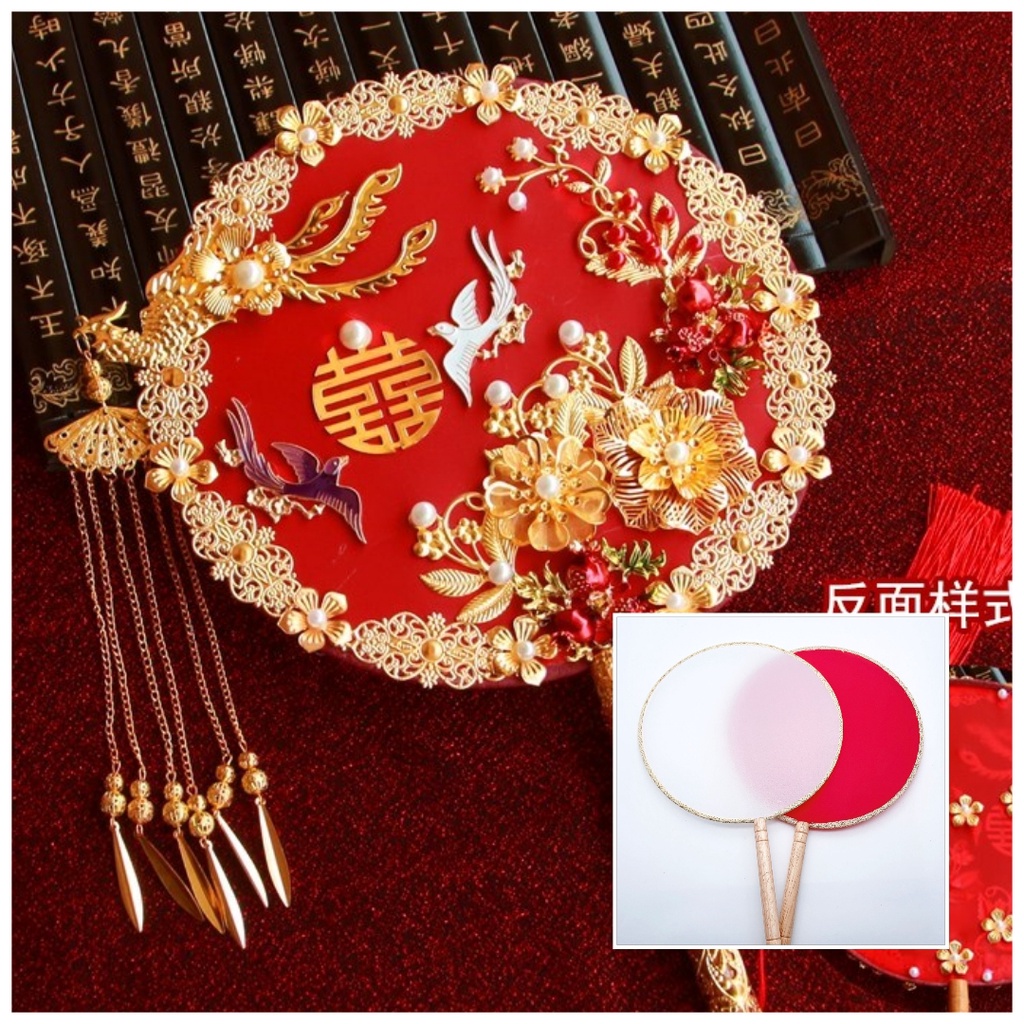 Quạt tròn trơn làm quạt cô dâu tân nương cổ trang phim -Phụ kiện nguyên liệu trang sức thủ công