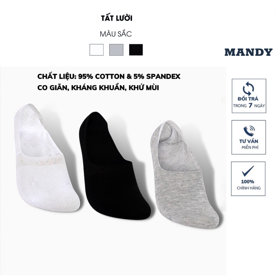 Combo 2 Đôi Tất Lười Nam MANDY, Kháng Khuẩn, Khử Mùi, Không Bai Xù