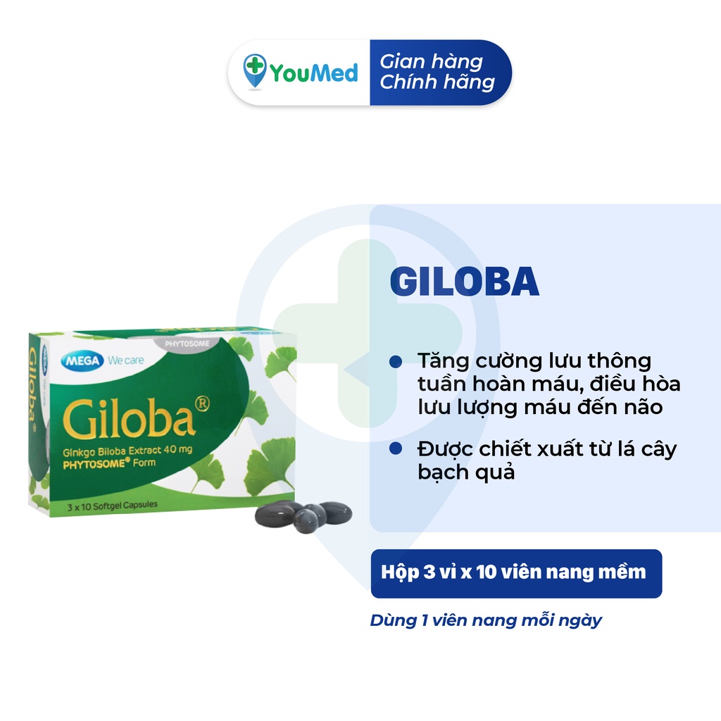 Giloba 40mg - 80mg - Viên uống hỗ trợ cải thiện tuần hoàn não chiết xuất bạch quả