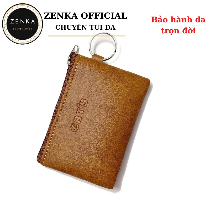 Ví mini đựng thẻ Zenka đựng card thẻ atm đựng tiền lẻ vé xe ví móc khóa bằng da cao cấp rất tiện dụng