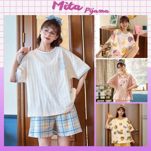 Đồ bộ pijama nữ cotton cao cấp mặc nhà tay ngắn siêu cute dễ thương – CTN1