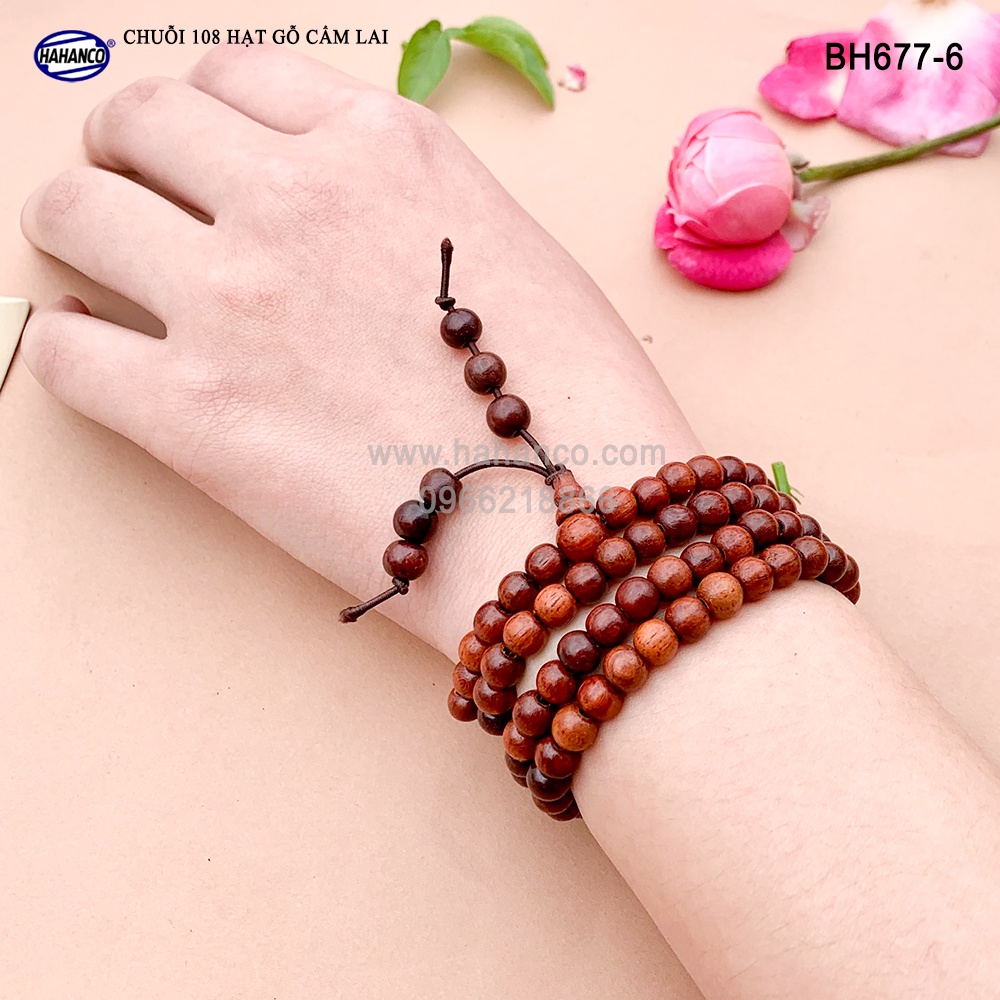 Chuỗi Tràng 108 hạt gỗ Cẩm Lai - bền/bóng/đẹp - An Yên - Thịnh Vượng (BH677) HAHANCO
